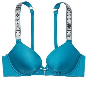 Victoria’s Secret Bombshell Shine Strap Blue Bikini Swim Top